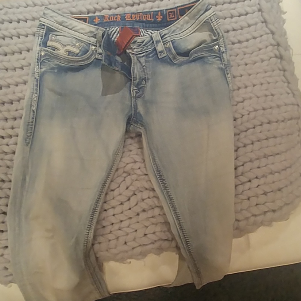 Rock revival boot cut acid dyed jeans